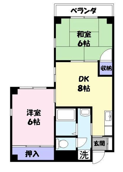 【間取り】 | 米原アートスカイハイツ | 【２ＤＫ】