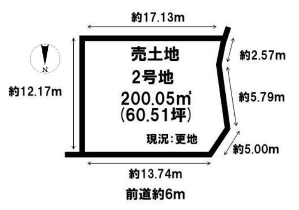 葛城市林堂の売地の土地図