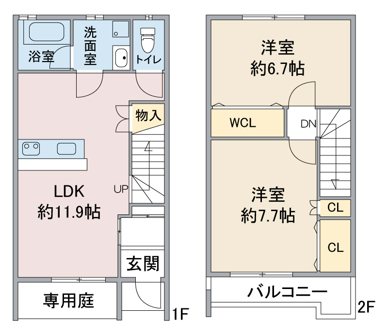 ルーミナス タウン １号棟２号棟の間取り