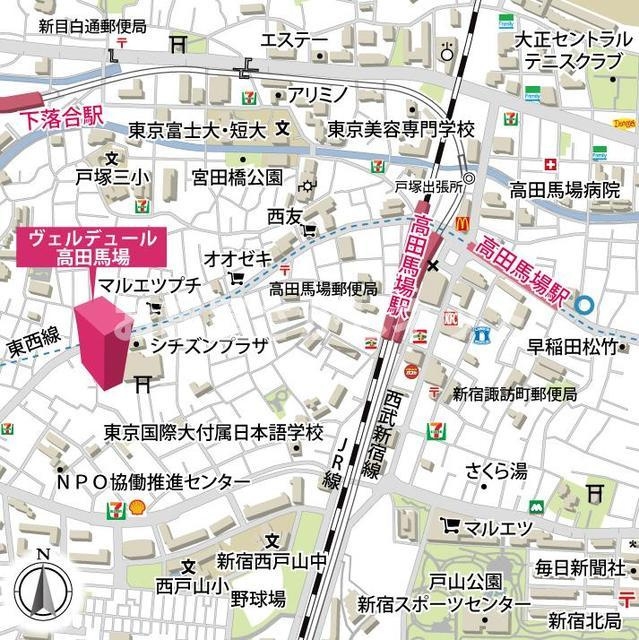 ヴェルデュール高田馬場の地図