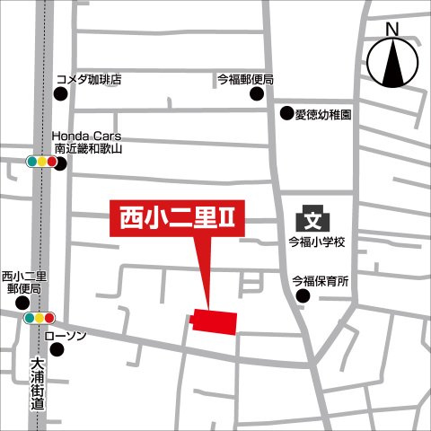 ライフフィールド西小二里Ⅱの地図