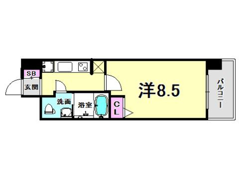 アドバンス三宮Ⅴソレイユの間取り