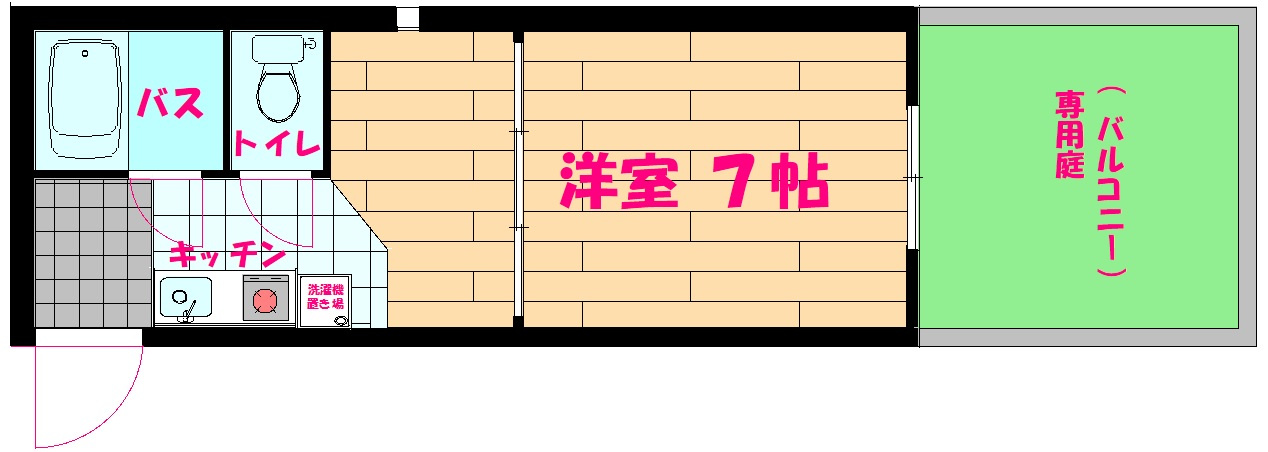 パンブロス２の間取り|一人暮らしには十分な広さの間取りです。