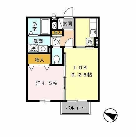 メルベーユ・ドミールの間取り|1LDKの間取りです