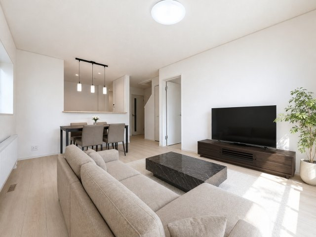 【新築戸建】札幌市豊平区西岡3条6丁目3棟の居間・リビング|AIによる生成画像