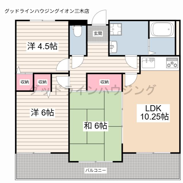サウスレーベン小野の間取り