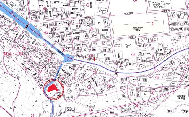 別府市朝見3丁目の地図