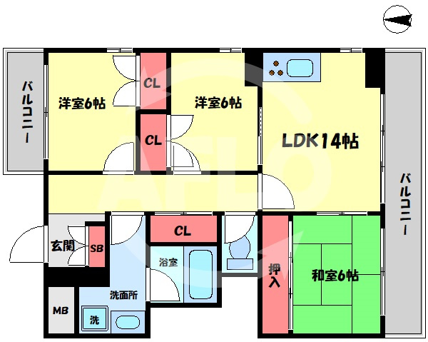 ストークカーサ辰田の間取り|ストークカーサ辰田　開放感ある間取り
