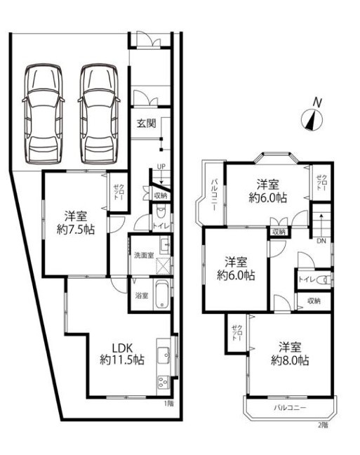 神戸市西区富士見が丘5丁目　中古戸建の間取り