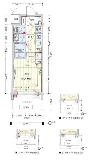 プレサンスジェネ新神戸ステーションフロントの間取り