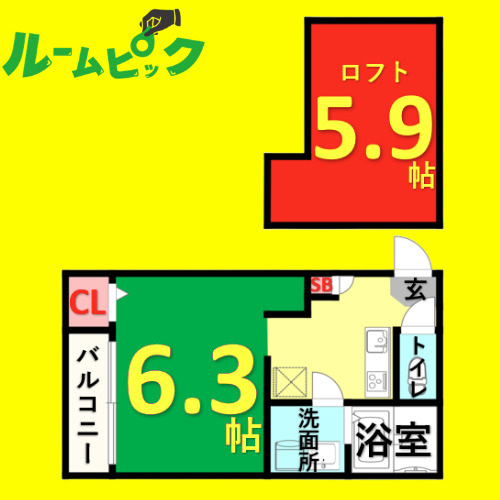 ハーモニーテラス長筬町Ⅴ　名古屋市賃貸　仲介手数料無料の間取り