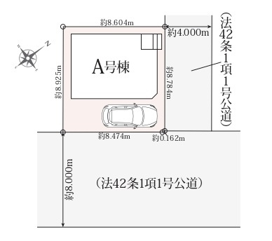 新築一戸建て　川越市藤木町の区画図|カースペース１台分(車種によります)