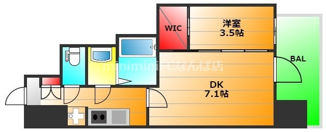 ファーストフィオーレ九条Ⅱの間取り|階数により色が違います。家具類はついていません