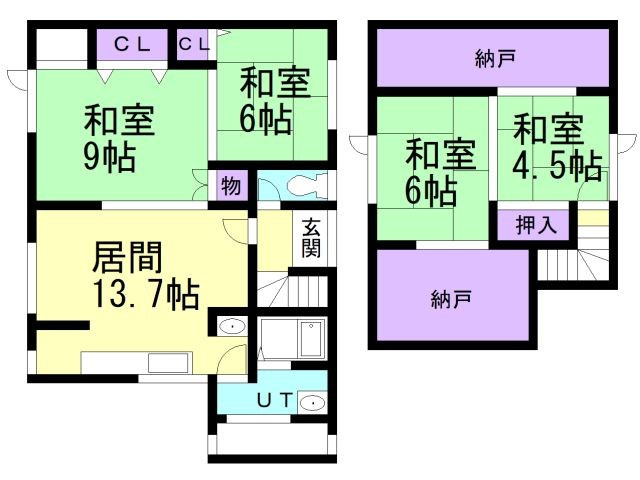 室蘭市港南町2丁目2-12戸建の間取り