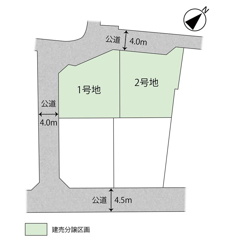 【新築戸建】倉敷市平田全4区画　2号棟　の区画図