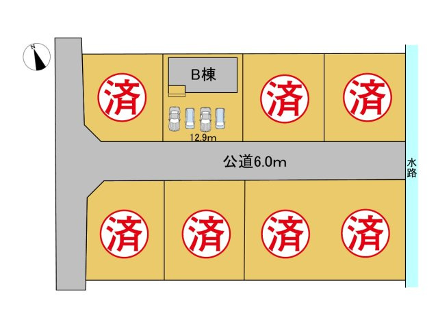 ダイマルタウン　羽島市竹鼻町狐穴　全８区画分譲の区画図|■区画図
■YAMADA電機の　ヤマダ不動産　株式会社リライフ　
いつでもお問合わせ下さい。