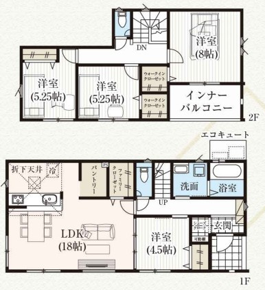 【新築戸建】　【オール電化】　いわき市東田町3期　全4棟　長期優良住宅の間取り|4号棟の間取り図です。ご参照ください。