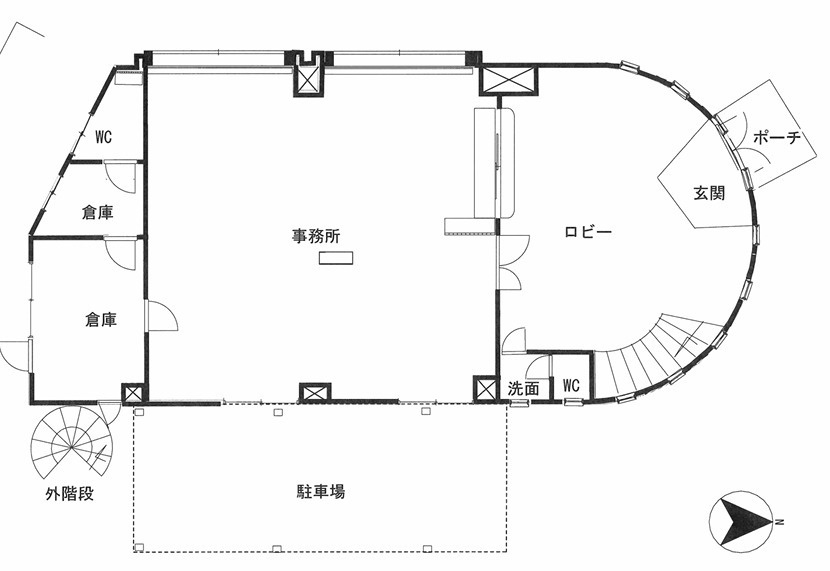 熊本市西区池田4丁目　事務所兼住宅の間取り
