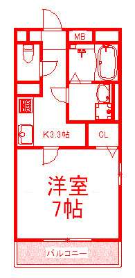 藤沢市大鋸２丁目のアパートの間取り|洗面台とトイレが別の空間になります♪広々とした洋室