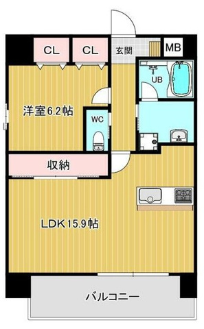 熊本市中央区上水前寺２丁目の賃貸マンションの間取り