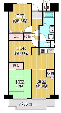 【間取り】 | ☆ユニ宇治マンション1号棟