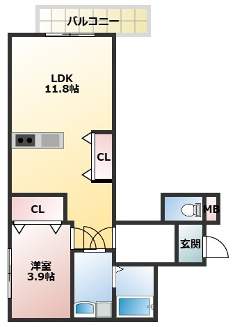 アンソレイエ古川橋の間取り