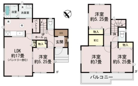 石岡市石岡2396番　新築戸建　A号棟の間取り|間取り図です♪
実際の空間の広さや陽当たり、風通しなどは現地でご確認できます♪