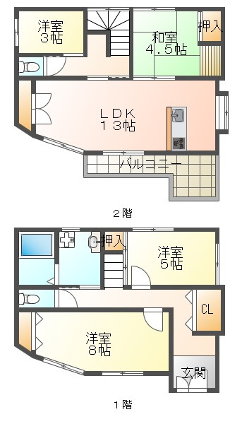 塩屋町３丁目貸家の間取り