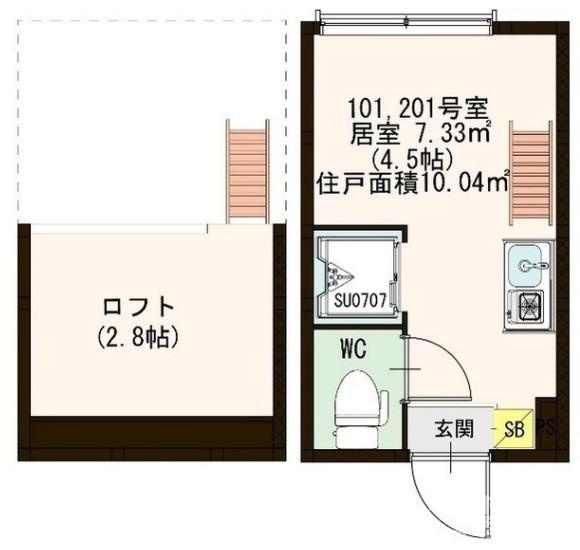 北区神谷３丁目のアパートの間取り