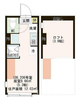 杉並区井草３丁目のアパートの間取り