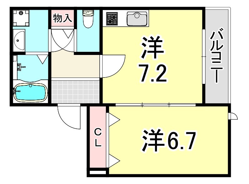 尼崎市立花町２丁目のアパートの間取り