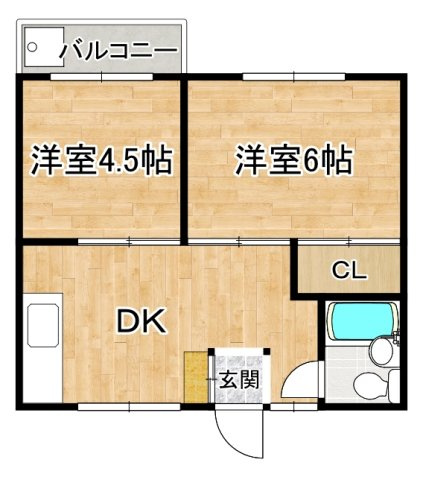 瀧川ハイムの間取り|2DK