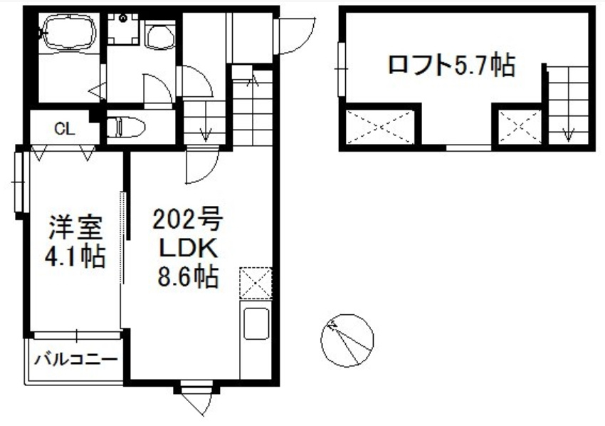 ポラリス箱崎5の間取り|メゾネットタイプ