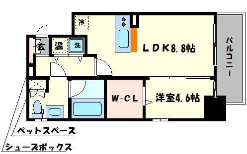 プラスヴァンドームサントルの間取り|プラスヴァンドームサントル　1LDK