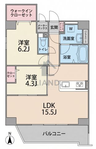 ドゥバーグ渡辺通　春吉小学校区の間取り|ドゥバーグ渡辺通