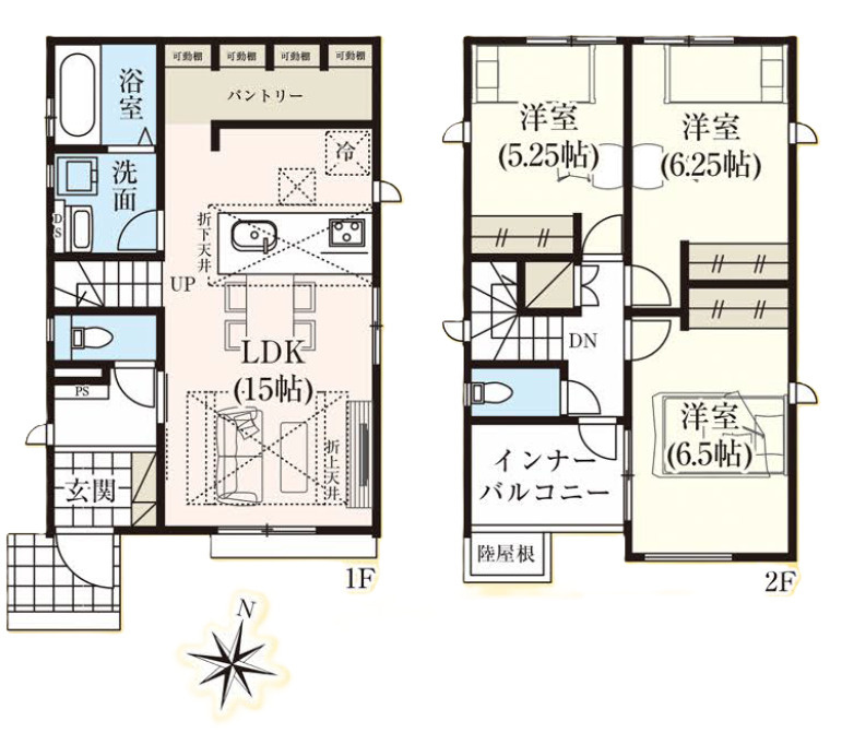 グラファーレ糸満市西崎・１号棟の間取り|３LDK＋パントリー