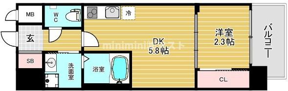 大阪市西区南堀江４丁目の賃貸マンションの間取り