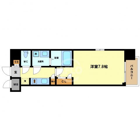 レジュールアッシュ心斎橋VITAの間取り|レジュールアッシュ心斎橋VITA　角部屋　南向きタイプ