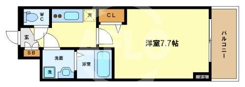 レジュールアッシュ心斎橋LUXEの間取り|レジュールアッシュ心斎橋リュクス　ひろびろとしたお部屋