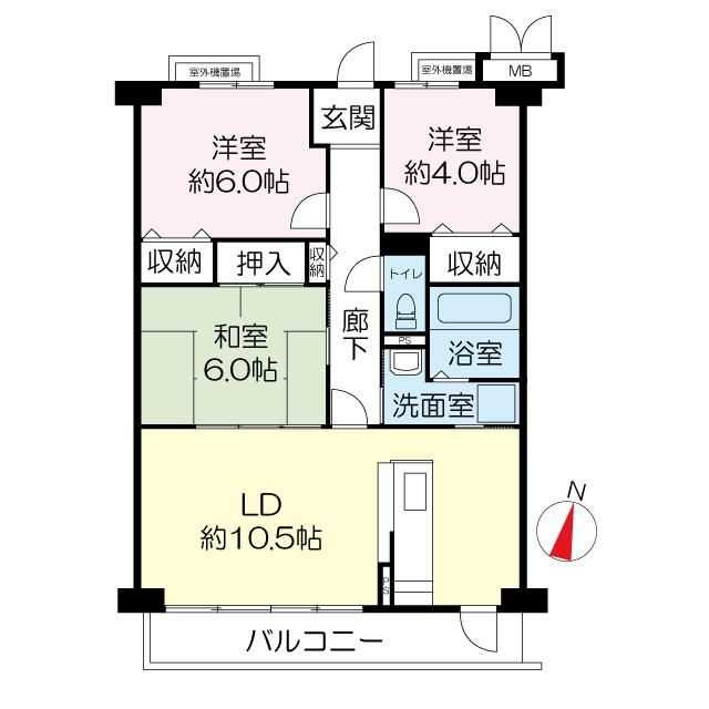 西宮市高木東町の賃貸マンションの間取り