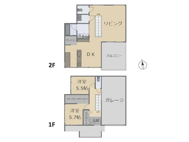 宇都宮市八幡台　2ＬＤＫ　中古住宅の間取り