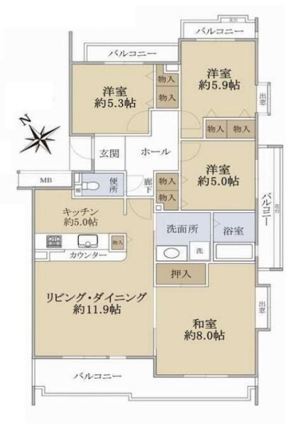 真美ヶ丘中央一番街　１１号棟の間取り