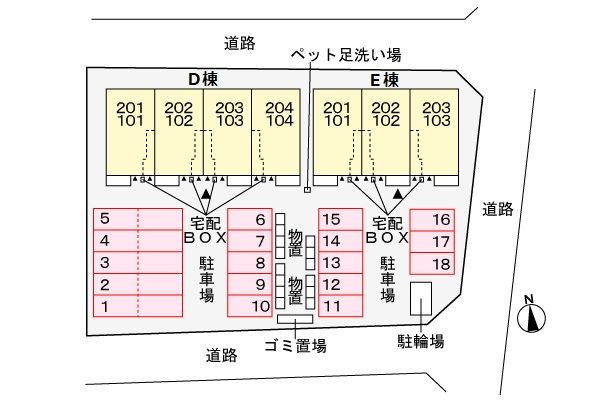 キョウハイムＥの駐車場