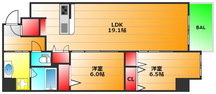 リアライズ天満橋の間取り|現状有姿