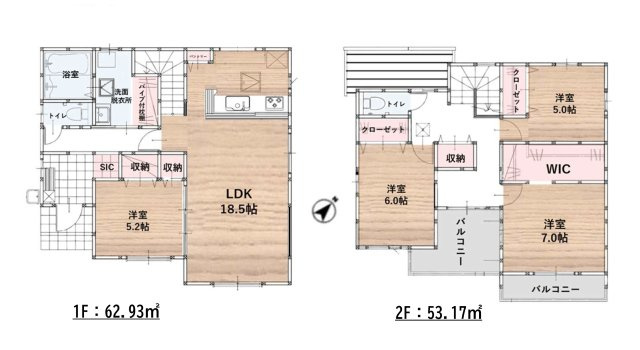 糟屋郡粕屋町花ヶ浦4丁目第2-1棟（1号棟）の間取り|全居室収納付きで便利です。
