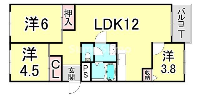 芦屋浜高層（若葉） 2号棟の間取り