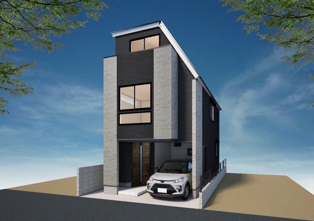 板橋区大山西町 限定1区画の完成予想図|【建物参考プラン完成予想図】
建物面積94.58㎡　3階建　3LDK　ビルトインガレージ付
建物参考価格　万円