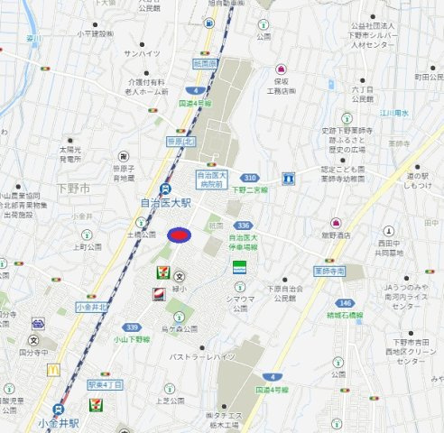 下野市祇園１丁目　土地の地図