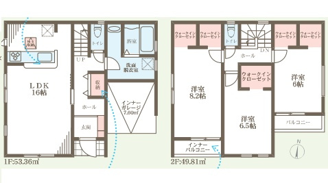 東大阪市足代南　新築一戸建ての間取り