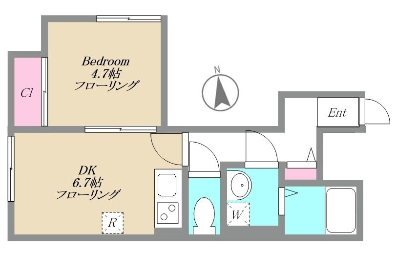 HAGAKUREの間取り|間取り　サイズによってはソファーも置ける1DK